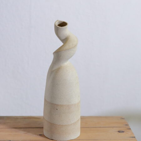 Handbuilt vase with curved neck