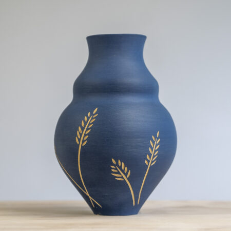 Large blue matte vase